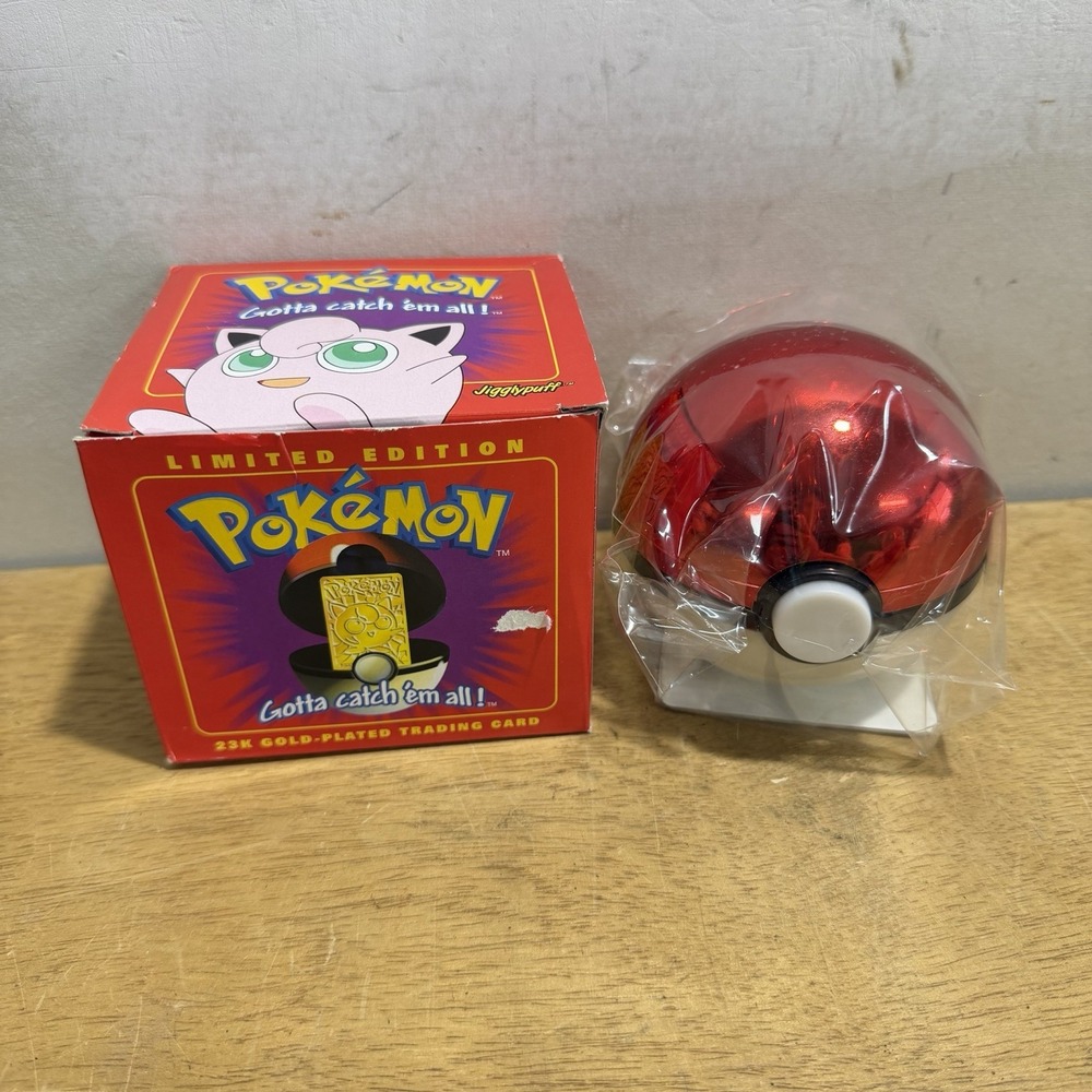 Pokemon 1999 Burger King 23k Gold Plated Trading Card Jigglypuff Blue Box New